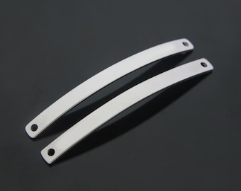 48x4mm 20pcs Rhodium plated brass Nickel free name plate C24-R2 Cuff Bangle Bracelet Great for stamping both sides hole