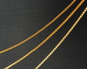 Box chain S , Box1.0DC, CJ25-01, 1m, 1x1mm, 16K gold plated copper brass, Nickel free, Jewelry making chain, Necklace Bracelet chain