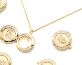 Flower Locket Pendant, Q8-G5, 1 piece, 20mm, Inner 1.7mm link, 16K Gold Plated Brass, Nickel Free, Jewelry Gift Pendant, Keepsake Pendant