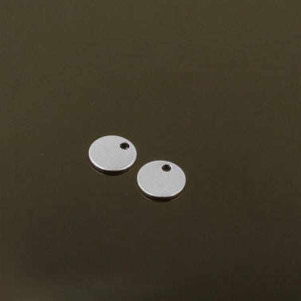 Coin disc, Nickel free, B1-R3, 10 pcs, 1 hole, 6mm, Rhodium plated brass, Brass blank tags, Bracelet coin disc