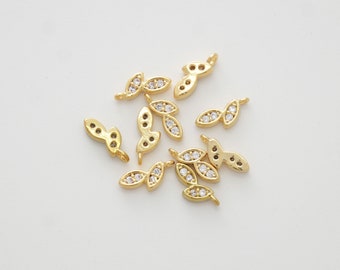12 Tiny Brass Double Leaf Charms ZD363 - Etsy