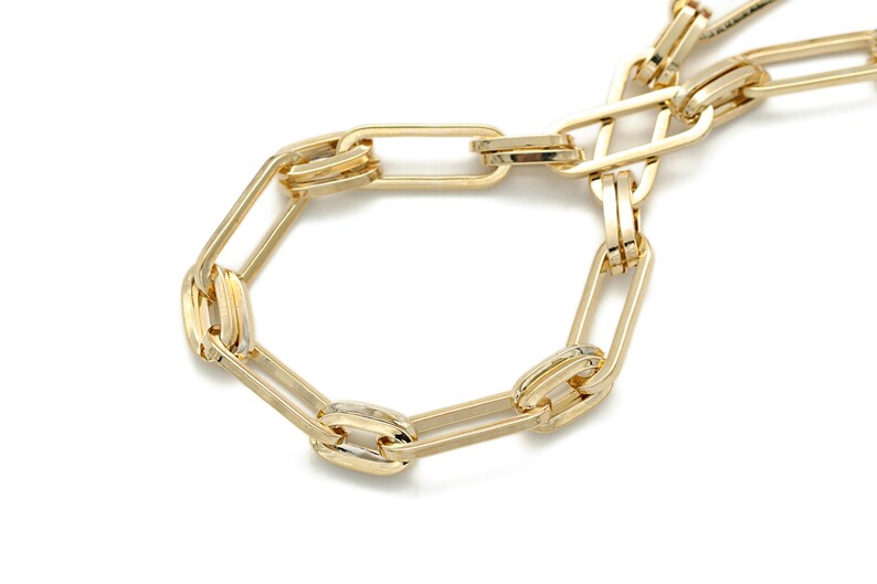 Flat Oval Link Chain CJ4903 1m 14x5mm 16K Gold Plated Etsy