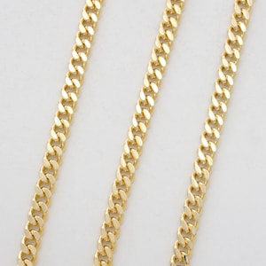 Chunky Curb Chain, CJ33-03, Nickel free, 1m, 3.8mm wide, 2mm thick, 16K Gold Plated Brass, Curb Chain, Heavy Chain, Thick Chain, 110-2DC