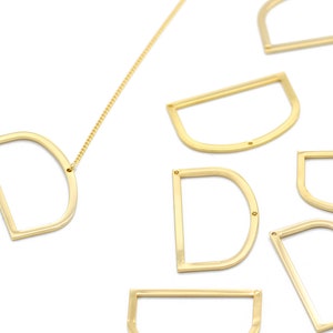 Colgante inicial grande, alfabeto D, sin níquel, AD-G12, 1 pieza, 38x24,5 mm, latón chapado en oro de 16K, collar personalizado, letra alfabética