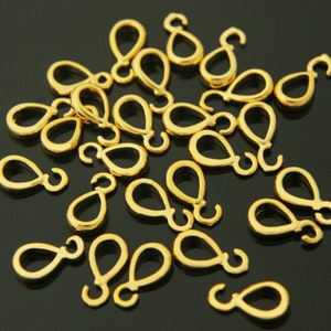 Mini bails w/ open link, N24-G6, 10 pcs, 16K gold plated brass, Nickel free, 9x5mm including link, Pendant bail, Not easily tarnish