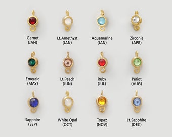 2 Links Birth Stone Charm Set, K8SET-G, Nickel free, 1 set (12 pieces), 3mm, 16K gold plated brass, Cubic zirconia, Cubic charm, Open link