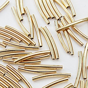 Pipe connector, G2-P1, 20 pcs, 20x2mm, Tube round, Inner 1.3mm, 16K gold plated brass, Not easily tarnish, DK54-01