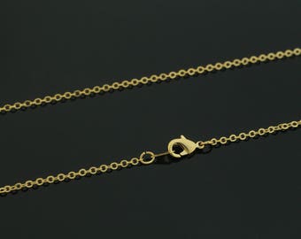 Nickel Free, Dainty Necklace Pre-made Chain for charms, N35-G1, 10 pcs Bulk Packing, 45cm (17.7"), 235SF, 16K Gold Plated Copper Brass