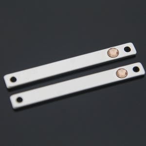 2 pcs, June Birthstone Stamping Blank 32x3.5mm, Nickel Free, K6LP-R, Light Peach, Original rhodium plated brass, Personalized ni