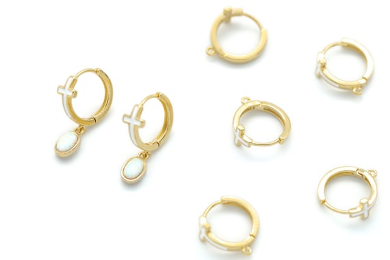 LAST STOCK, Lever Back ONLY, Cross Hoop One Touch Earring W