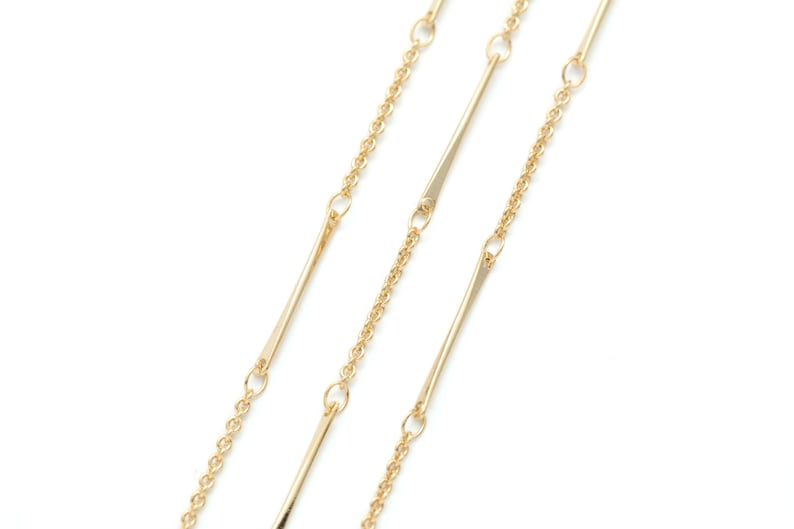 Stick Chain Nickel free 1m Stick 21mm CJ46-08 Stylish adjustment chain 16K gold plated brass 1mm thick