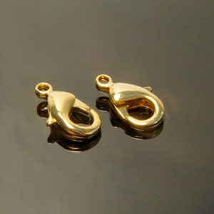 Lobster clasp (902), 12x6mm, 16K shiny gold plated brass, Nickel free, Not easily tarnish, GY04-01, Optional quantity, [J3-G1]