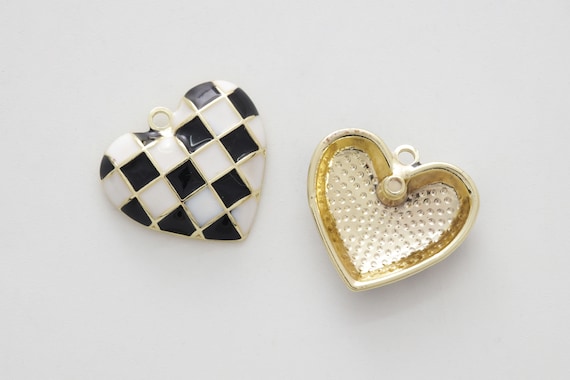 ★送料・関税込★OST★checkerboard heart necklace★ Checkerboard Heart Pendant, Zinc Alloy, Epoxy, Nickel Free