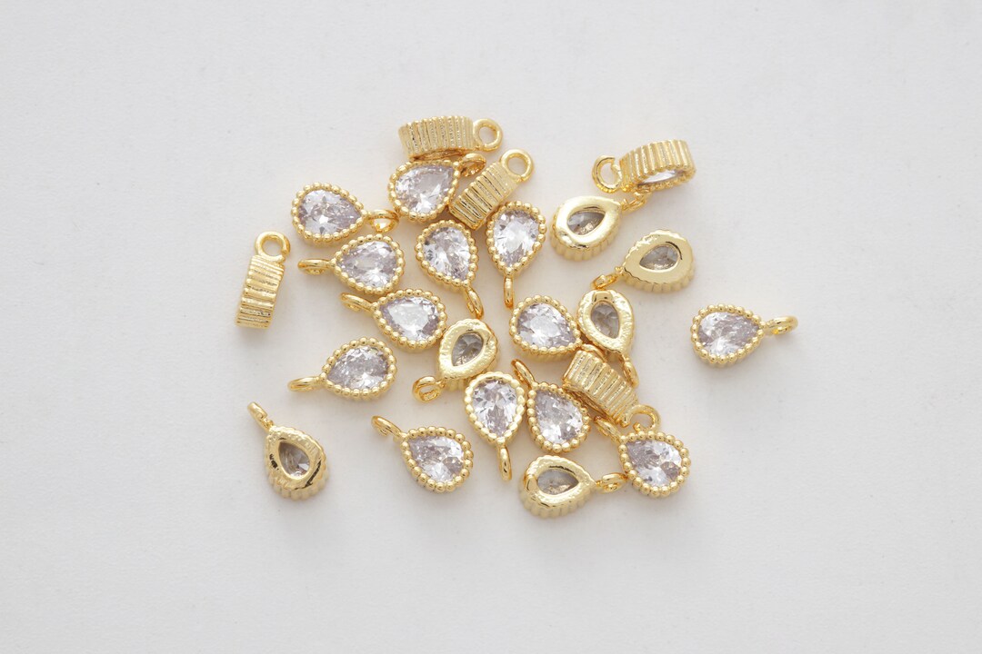 ミニョン キュービック ドロップ ペンダント、N28-G7、2 個、6 x 4 mm