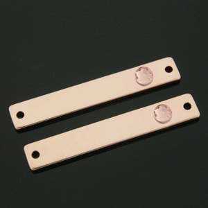June on Stamping Blank Bar 30x5mm, 2 pcs, K2LP-P, Light Peach, Rose gold plated brass, Personalized Bar, Birthstone Jewelry
