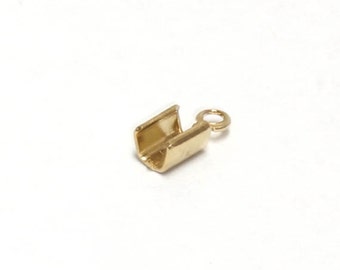 End tip, 3.7x8mm, 3mm deep, 16K shiny gold plated brass, Nickel free, Jewelry making, PY11-01, Optional quantity, [J31-G2]