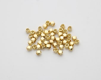 Cube beads, Nickel free, 2.5mm, Cutting cube, 16K gold-plated brass, Not easily tarnish, GY11-01, Optional quantity [J39-G2]