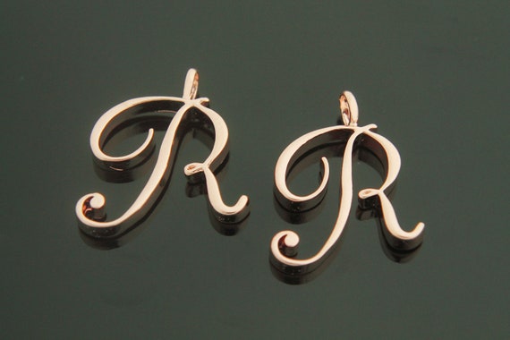 Ciondolo Placcato Oro Con Lettera R – Alfabeto, 12 Mm, Tema Lettere, Gioiello Minimal