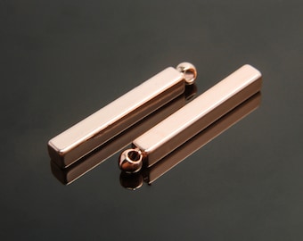 Stick, S3-P3, 20 pcs, 20x2.5mm, Square of sticks, Bar charm, Rose gold plated brass, Personalized stamping blanks bar