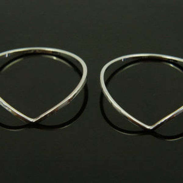 33% MARKDOWN, 25mm V shaped ring charm, Nickel free, G4-R5, 2 pcs, 25x1mm, V ring pendant, Original rhodium plated brass