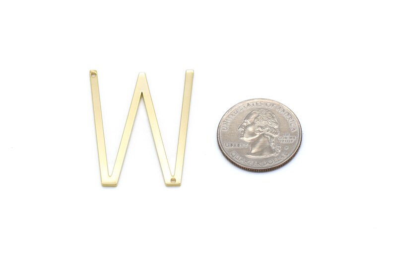 16K gold plated brass Nickel free 1 piece 38x31mm AW-G12 Alphabet W Personalized Necklace Large Initial Pendant Alphabet Letter