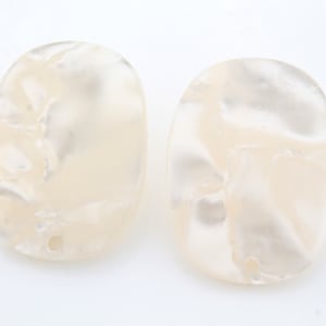 Acetate Celluloid Earring Making Post w/ 1.3mm Hole, M11-P2, 2 pcs, 27x20mm, 2.3mm thick, Ivory, Earring Making Celluloid Supplies