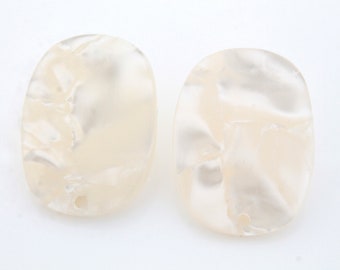 Acetate Celluloid Earring Making Post w/ 1.3mm Hole, M11-P2, 2 pcs, 27x20mm, 2.3mm thick, Ivory, Earring Making Celluloid Supplies