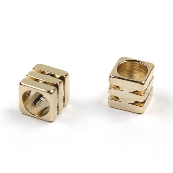 Metal beads, 5x5mm, Inner hole 3.7mm, Cube connector, 16K shiny gold plated brass, Not easily tarnish, GY12-04, Optional quantity [J40-G3]