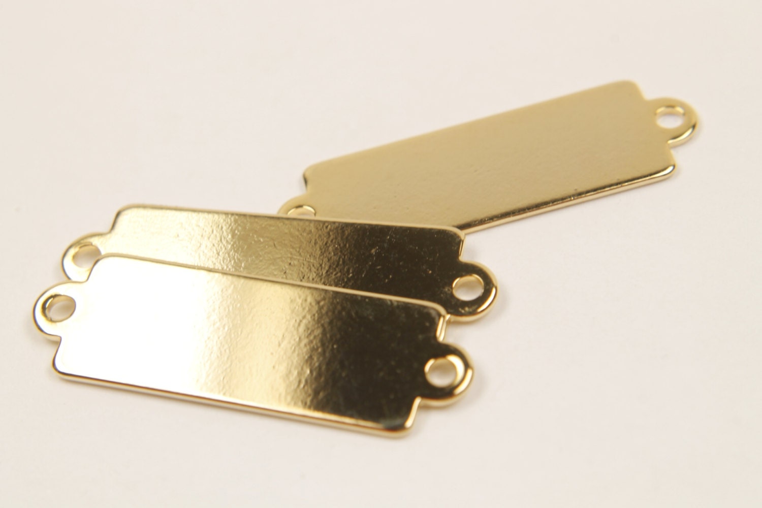 Bar charm, A31-G2, 10 pcs, 2 loops, 16K gold plated brass, Not easily tarnish, Necklace / Bracelet stamping bar, Brass blank tags