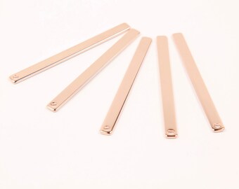MARKDOWNS, Bar Anhänger, A27-P2, 10 Stück, 1 Loch, 50x4mm, Rose vergoldet Messing, Stamping Blanks Bar, personalisierte Bar Anhänger, Gravur Bar