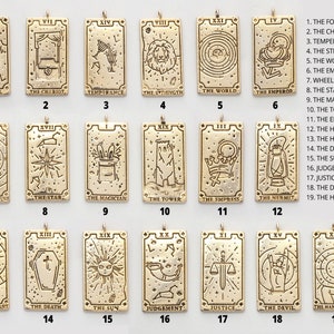 Breloque carte de tarot, Laiton plaqué or vieilli, Pendentif unique, Fabrication de colliers, Accessoires pour la fabrication de bijoux, 1 pièce par signe, [Q19-VC1]