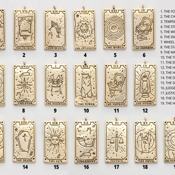 Tarot card charm, Antique gold plated brass, Unique pendant, Necklace makings, Jewelry making supplies, 1 piece per sign, [Q19-VC1]