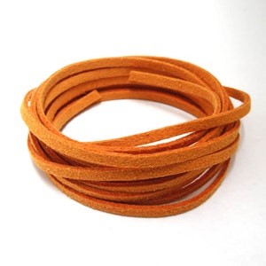 Last Stock, 80% OFF, 20m, Suede leather strap, CHL-131, 1.4x3.0mm, Velvet imitation leather cord / strap, Orange, Jewelry making