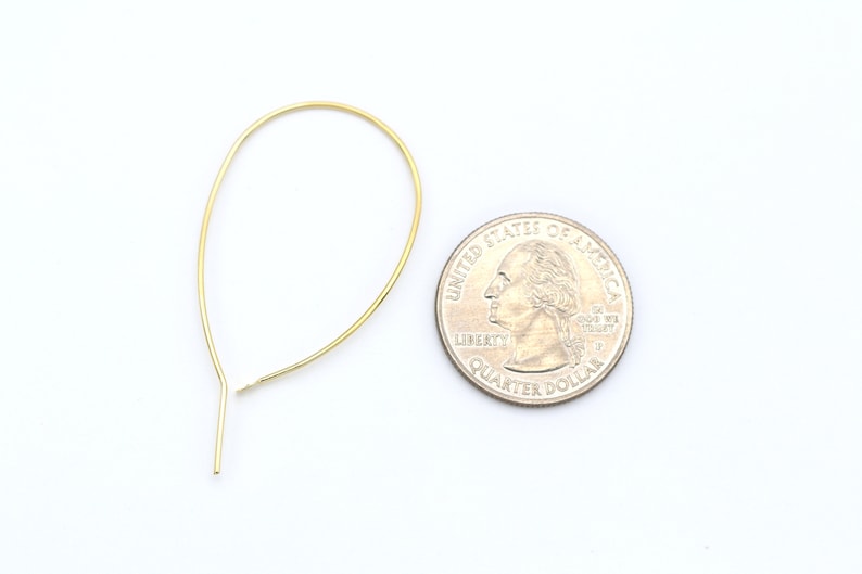 47x25mm Geometric drop earring hoop T22-P2 Openable wire hoop 2 pcs Nickel free 16K shiny gold plated brass Wire 0.9mm thick