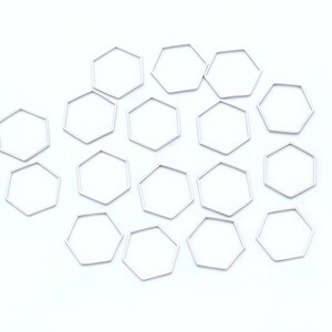 Hexagon charm, Nickel free, G18-R1, 30 pcs, Hexagon pendant, 17.5x1x0.6mm, Original rhodium plated brass, Not easily tarnish, Jewelry making