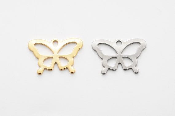 LAST STOCK, Stainless steel butterfly pendant, Nickel free, Stainless steel charm, Butterfly charm, Jewelry supplies, 2 pcs, [B20-VC1]
