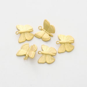 Butterfly pendant, P2-G9, 2 pcs, 11x12mm including 1mm loop, Matte gold plated brass, Decorative charm,earring supplies,earring making