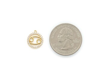 蟹座、ラウンドキュービック星座チャーム、K11-G4、1個、14 x 12 mm