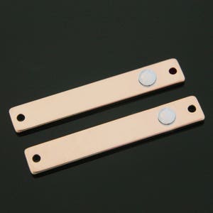 October on Stamping Blank Bar 30x5mm, 2 pcs, K2OP-P, Opal, Rose gold plated brass, Personalized Bar, Birthstone Jewelry