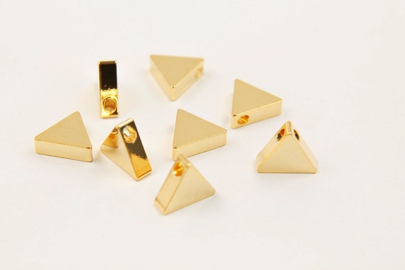 Triangle charm, Nickel free, S10-G2, 20 pcs, 8mm each side, 1.2mm hole, 16K gold plated brass, Jewelry making, Not easily tarnish, GK32-05
