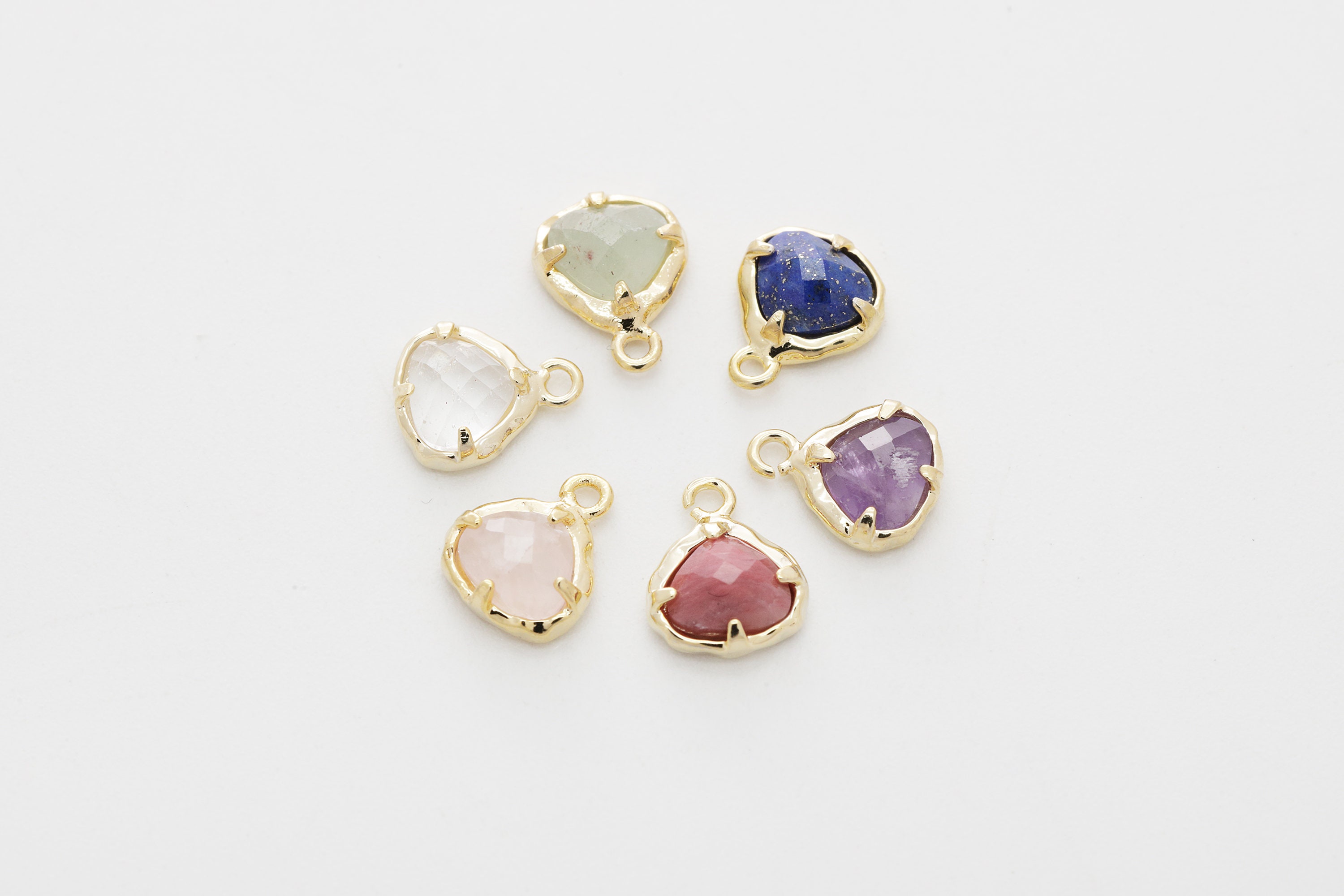 Dainty Gemstone Charm Gold Plated Brass Gemstones Nature Etsy UK