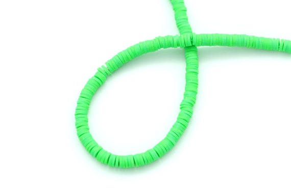 Neon Green Rubber Beads P6 R3 1 strand approx. 40cm 4mm diameter Jewelry Making Rubber Beads Neon Colored Beads Donut Ring Beads