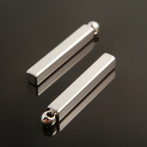 Stick, Nickel free, S3-R3, 20 pcs, 20x2.5mm, Square of sticks, Stick charm, Rhodium plated brass, Personalized stamping