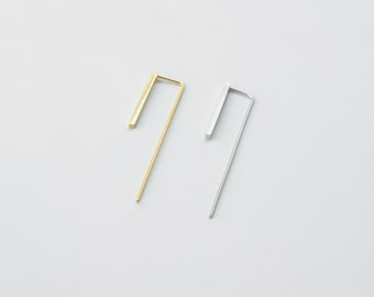 Geometric earring post, Nickel free, Brass, Earring supplies, Unique earrings, Earring Component, 2 pcs, [T49-VC1]