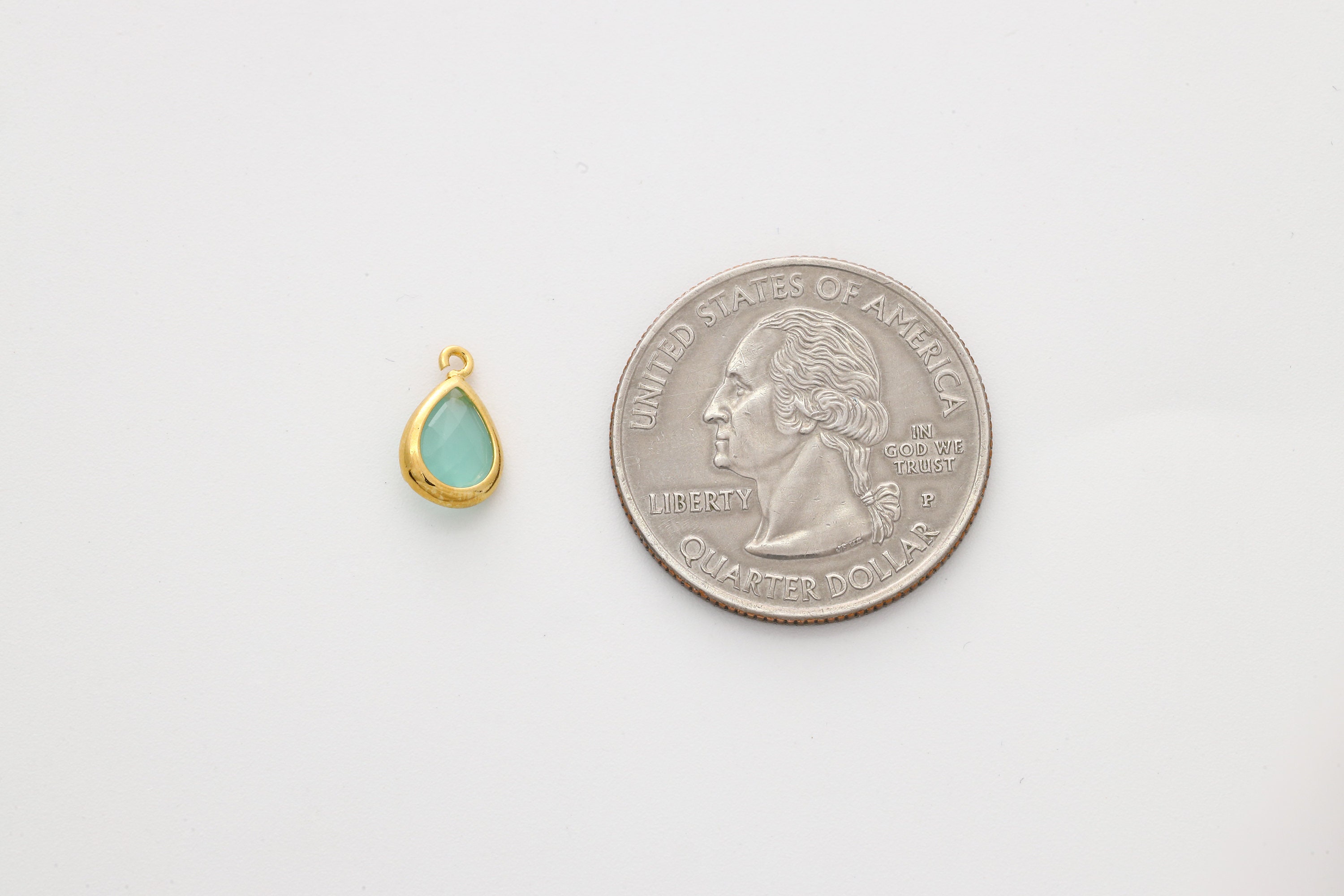Framed Glass Charms, N8-G6, 2 Pcs, 7x11mm, Drop, Mint Opal
