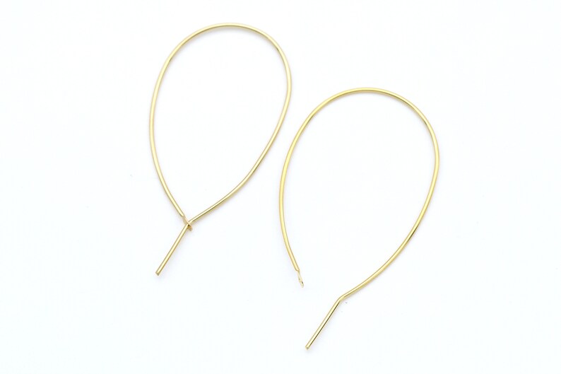 47x25mm Geometric drop earring hoop T22-P2 Openable wire hoop 2 pcs Nickel free 16K shiny gold plated brass Wire 0.9mm thick