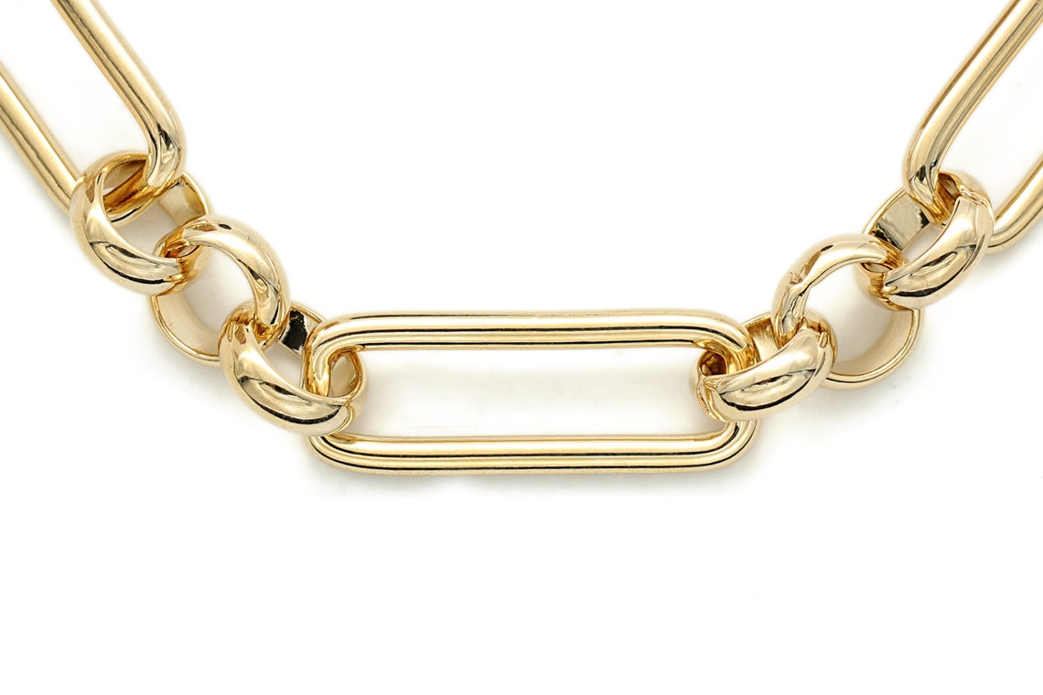 Bold Rectangle Link Chain CJ4908 1m 29x10mm 16K Gold Etsy