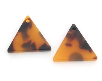 Acetate Celluloid Triangle Charm Pendant, M5-P8, 4 pcs, 18x16mm, 1mm hole, Dark Leopard Mix Coin