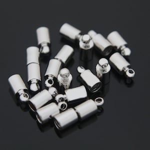 End cap, 4x8.2mm, Inner 3mm, Original rhodium plated brass, Nickel free, Crimp, Clasp, Not easily tarnish, Optional quantity, [J6-R4]