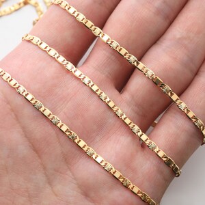 Decorative chain, Nickel free, CJ19-04, 1m, 3mm wide, 0.5mm thick, 16K gold plated copper brass, Bracelet / Necklace chain, 0.5C6DC-FK1 image 2